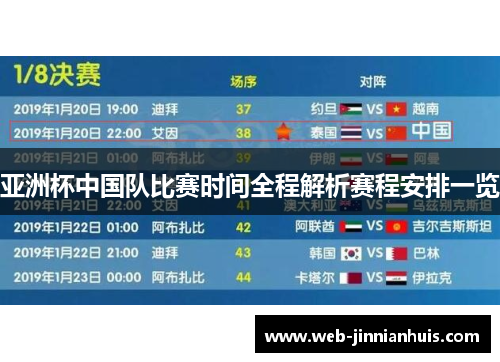 亚洲杯中国队比赛时间全程解析赛程安排一览
